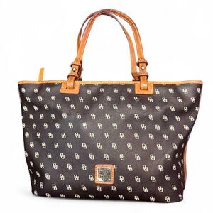 Dooney & Bourke Signature DB Small Leisure Shopper Tote Brown Monogram Bag